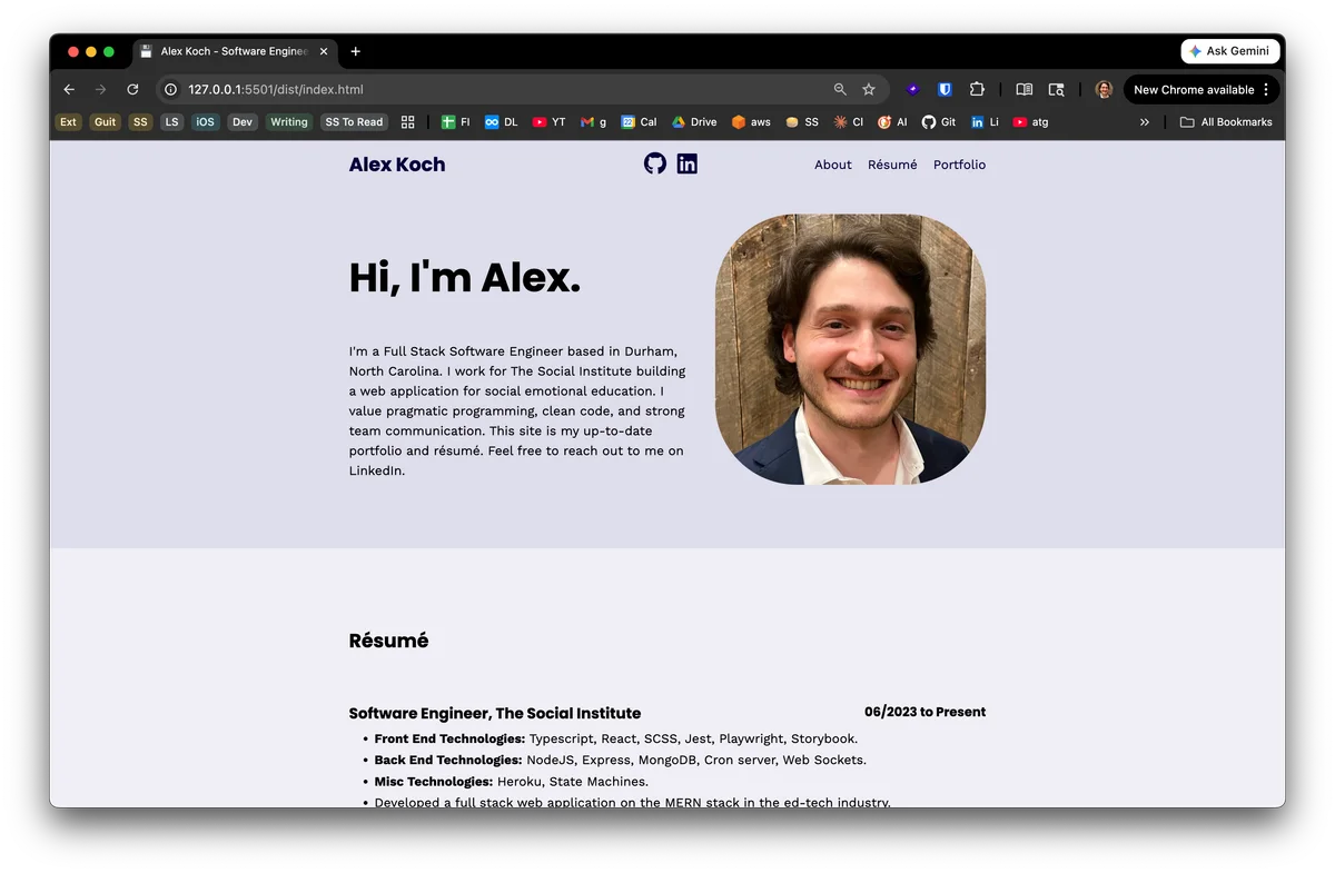 A screenshot of the portfolio website.